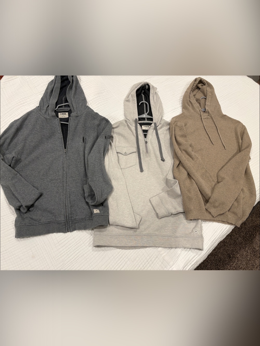 Linksoul Men's Hooded Sweater Trio - Charcoal, Light Gray, Tan